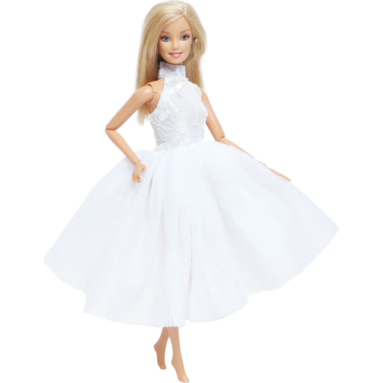 Модный 1 комплект белое Кукольное платье многослойное аксессуары для куклы Барби