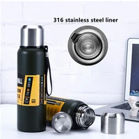 large capacity stainless steel vacuum flask outdoor thermos sport portable car water bottle rope tea filter 60080010001500ml