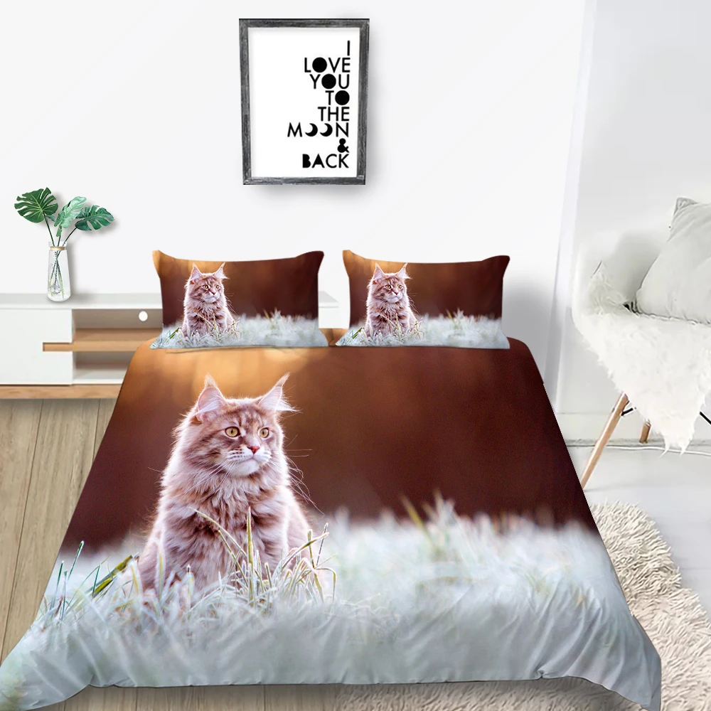 Комплект постельного белья с милым котиком Модный 3D милый котенок пододеяльник