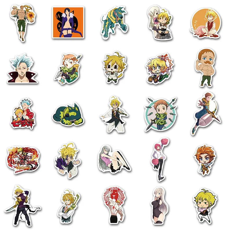 Pegatinas de dibujos animados de Anime japon&eacute;s The Seven Deadly Sins para port&aacute;til, equipaje de tel&eacute;fono para motocicleta, monopat&iacute;n, juguetes de pegatinas para ni&ntilde;os, 50 Uds.-2