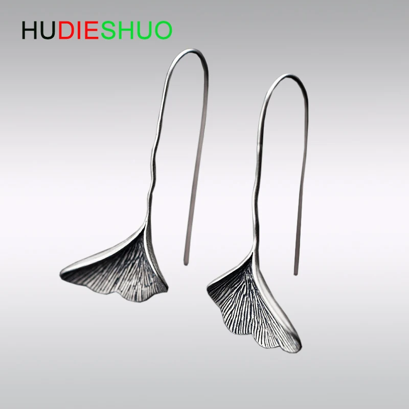 Серьги гвоздики женские из серебра 925 пробы с листьями гинкго|Серьги-подвески| |