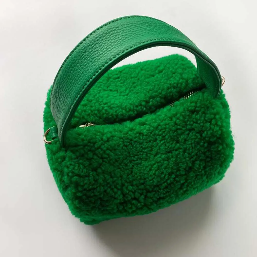 Женские меховые сумочки из овечьей шерсти, модные дизайнерские мягкие плюшевые крутые сумки-мессенджеры для девушек, сумки через плечо, дамские сумочки