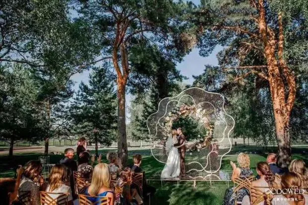 

New design wedding stage back drop LED iron art large flower stand event party decoration