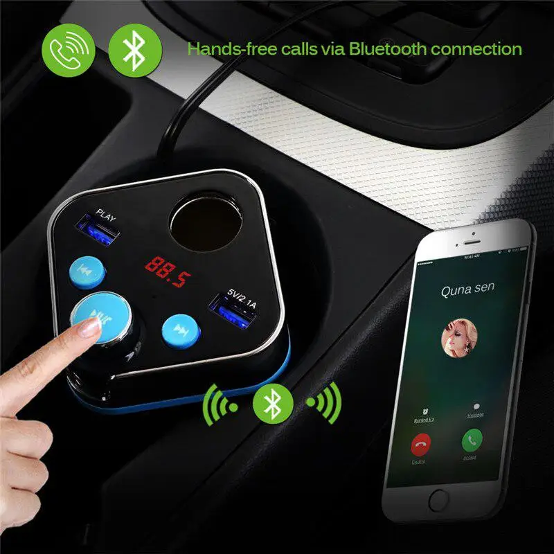 3.1A двойной USB Автомобильное зарядное устройство гнездо адаптер Bluetooth