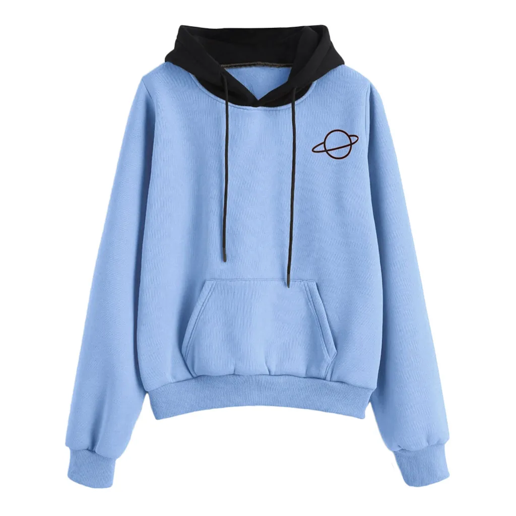 Light blue Свободная толстовка с капюшоном и принтом, толстовки, пуловер с длинными рукавами, Женские повседневные топы, пуловеры, свитшоты, Женская толстовка Camisola#3 - Цвет: Light blue