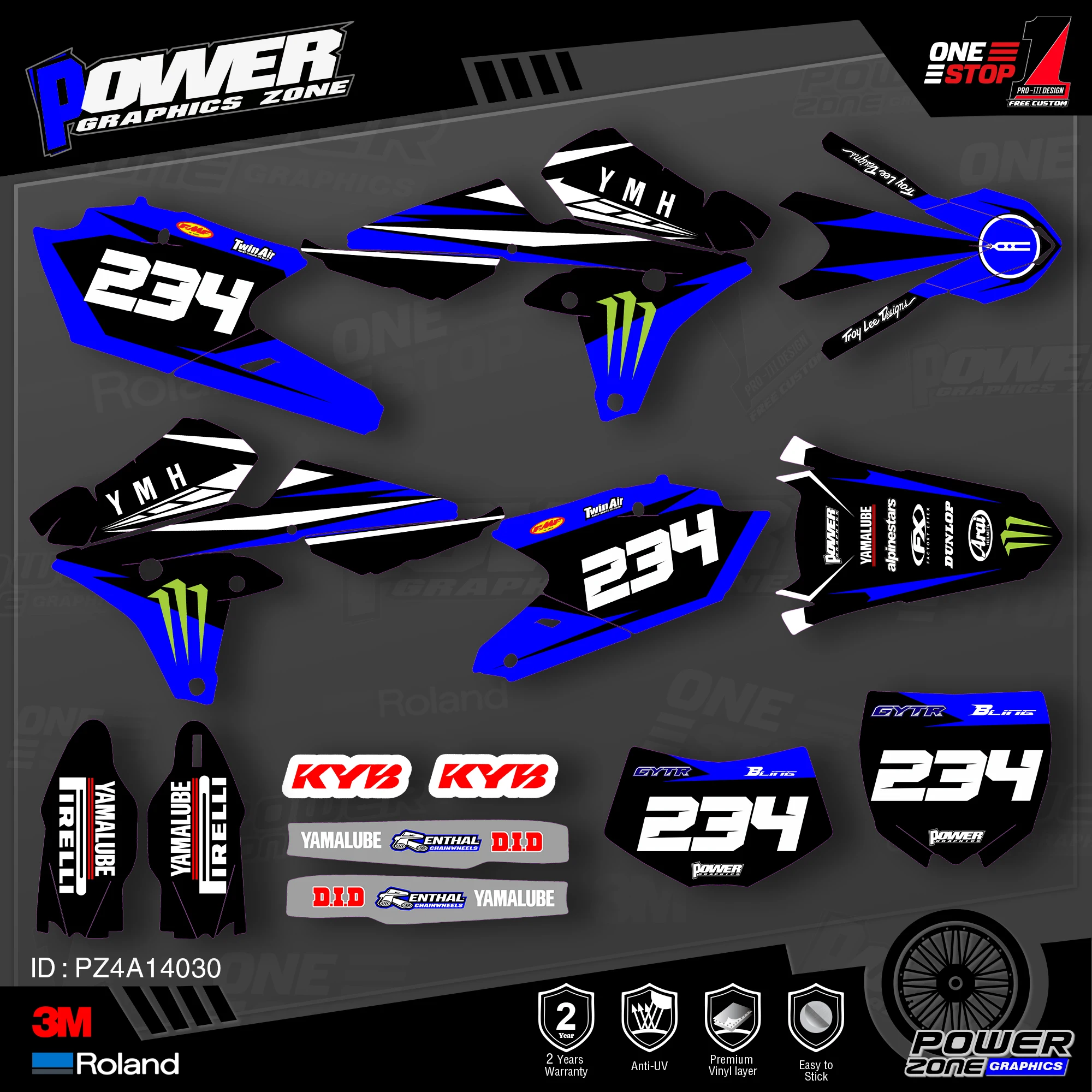 PowerZone пользовательские команды графики фоны наклейки 3 М Набор для YAMAHA 14 18 YZ250F 15