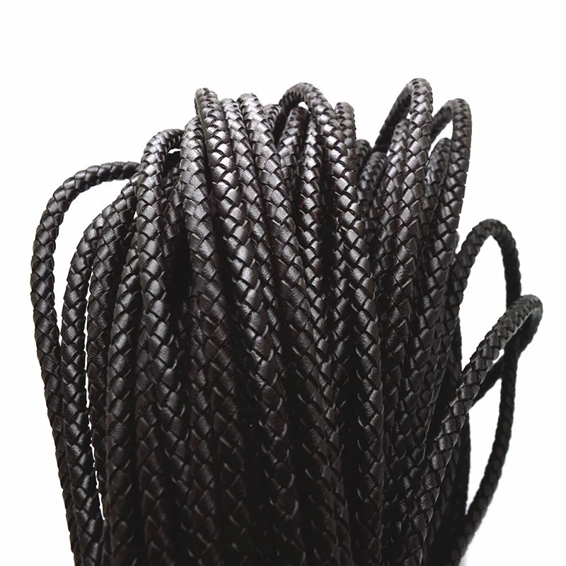 1 метр 5/6 мм круглый темно-коричневый плетеный шнур из натуральной кожи для