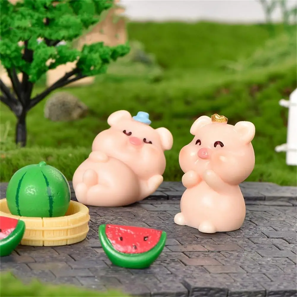 

8 Styles Creative Cute Mini Resin Pig Statue Colorful Resin Figurine Anti-deformed Car Decor