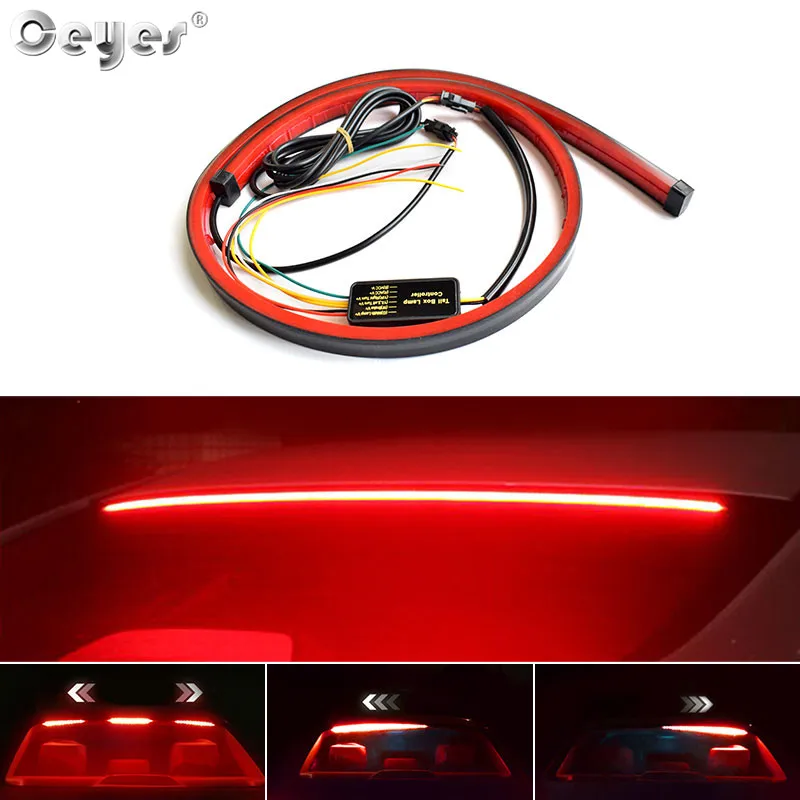 Ceyes 100cm Car Accessories High Brake Lights Styling LED Flexible Strip Cars Safety Warning Signal Light Auto Stop Signal Lamp
