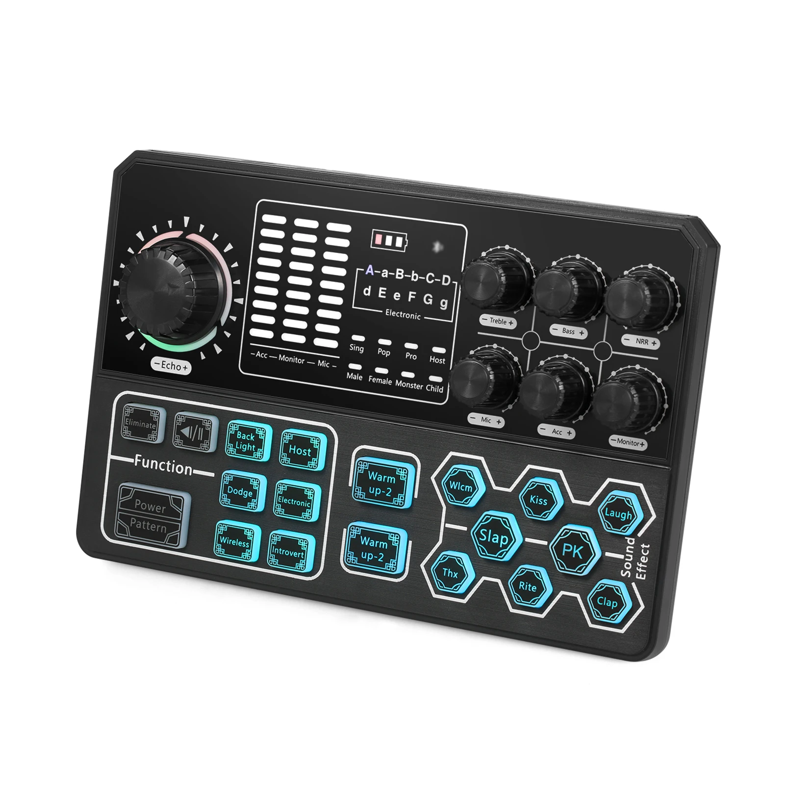 

Live Sound Card External Voice Changer Audio Mixer BT Sound Mixer Board with Multiple Sound Effects for Live Streaming Broadcast