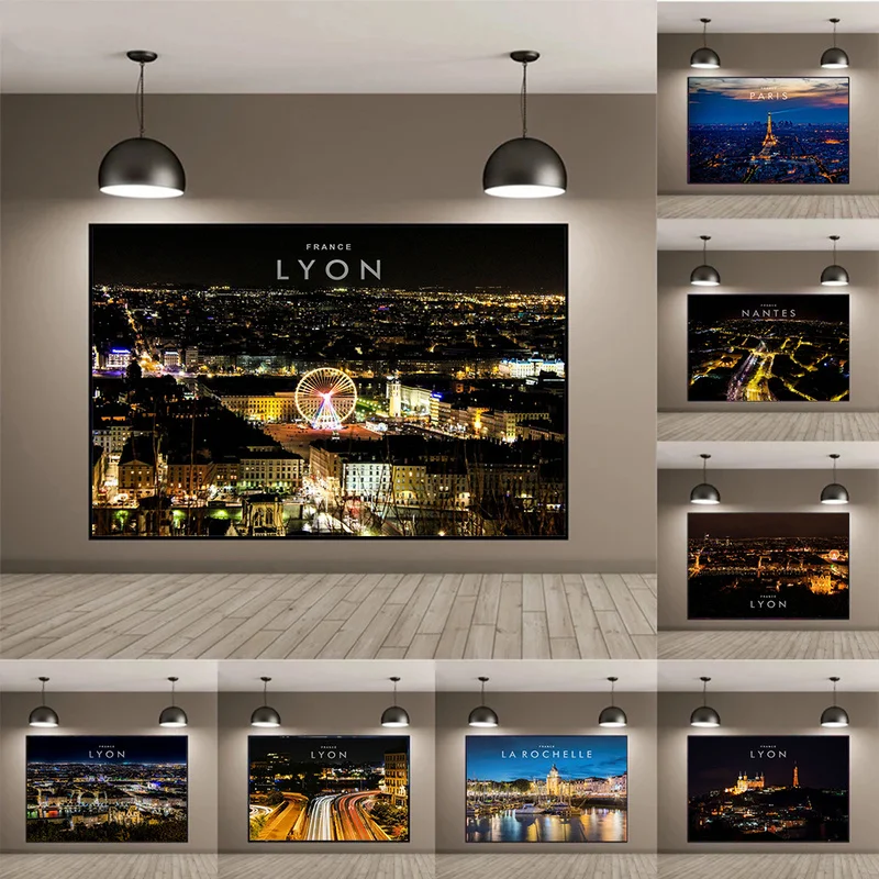 

World Famous City Night View HD Canvas Painting Living Room Bedroom Wall Art Interior Decoration Painting(No Frame)