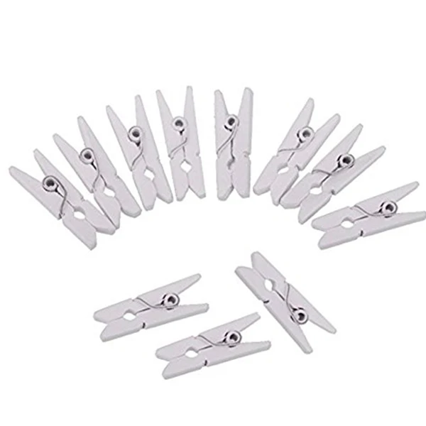 

100 x Wooden Photo Clips Mini Clothespin Solid Color vetir Photo Paper Craft DIY clip for decor Valentine's Day / Christmas / Bi