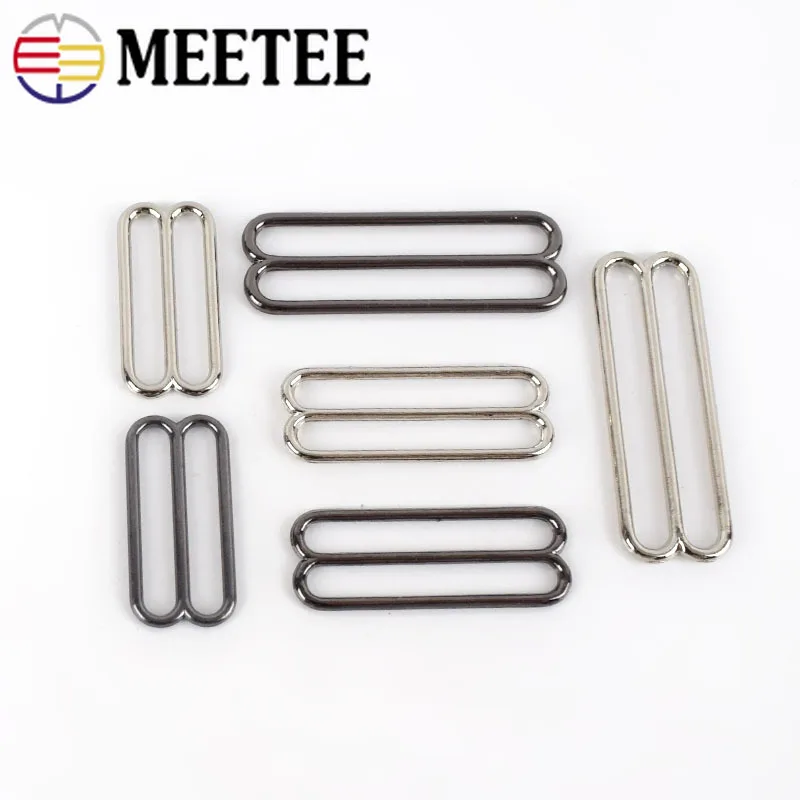 

Meetee 30pcs 20/30/38/50mm Metal Tri-Glide Adjust Buckles Clasp Bra O Ring Sliders Strap Buckle DIY Belt Hook Garment Accessory