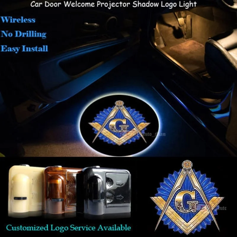 

2x Welcome LED Car Door Free and Accepted Masons Logo Projector Laser Ghost Shadow Lights