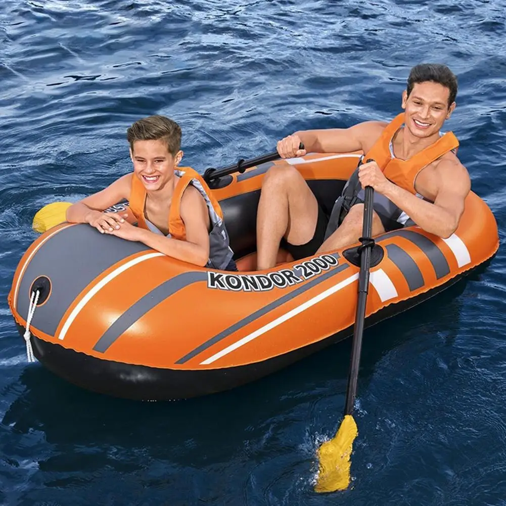 

2 Person PVC Inflatable Boat Kayak Canoe Rowing Air Boat Raft Double Valve Drifting Diving Accessory With 2 Paddles Load 200kg