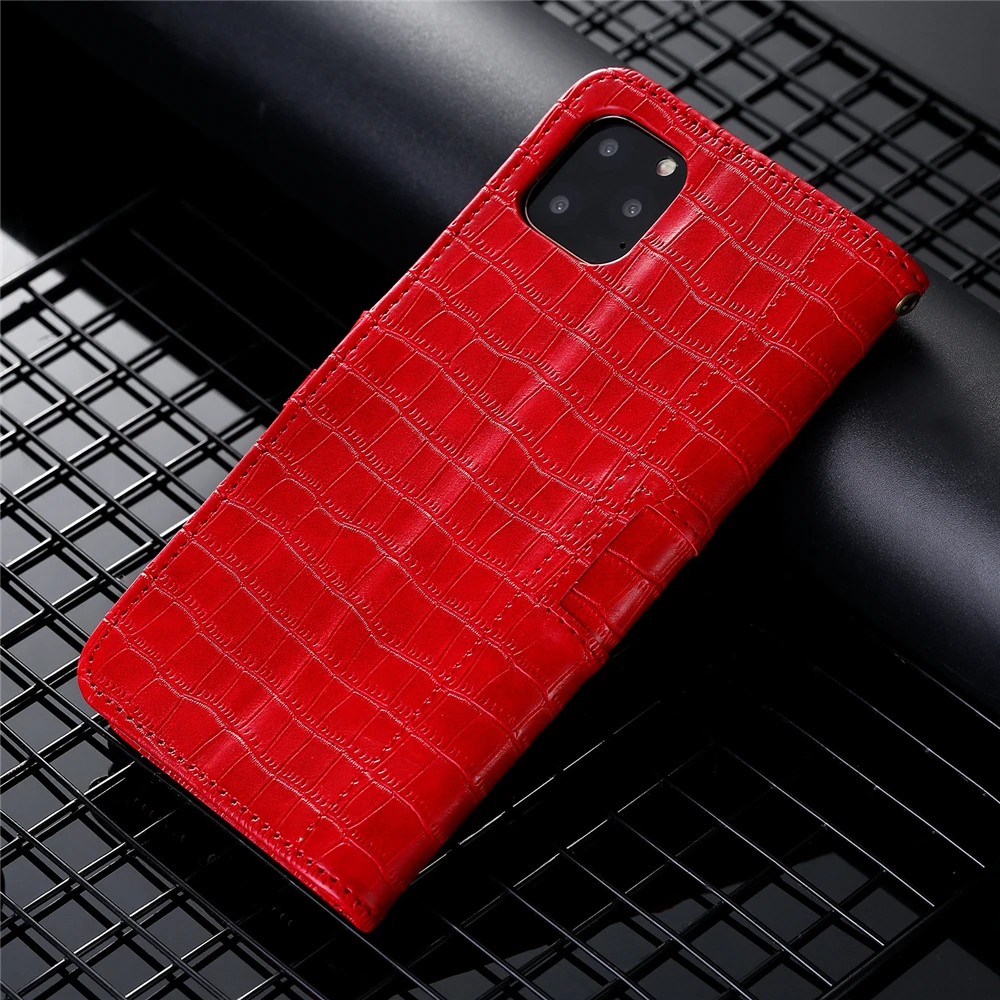 Чехол-книжка в стиле ретро из искусственной кожи крокодила для Apple iPhone 11 pro 6s 6 7 8 Plus X Xr Xs Max, чехол с отделением для карт и подставкой