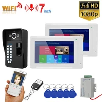 7 inch monitors wifi wireless fingerprint rfid video door phone doorbell intercom system with wired ahd 1080p door access