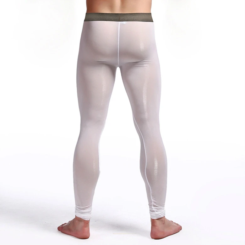 Сексуальные мужские ультратонкие шелковые кальсоны мягкие пижамные штаны