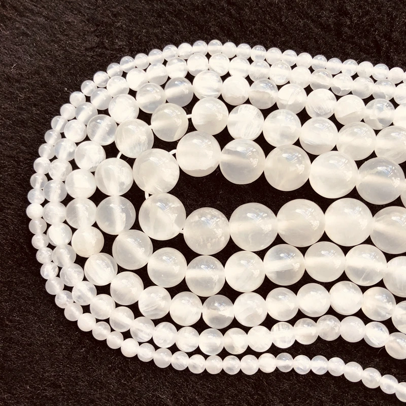 PANGEM-подлинные бусины из селенита стандартные камня 4 мм 6 8 10 12 круглые россыпью 15 5