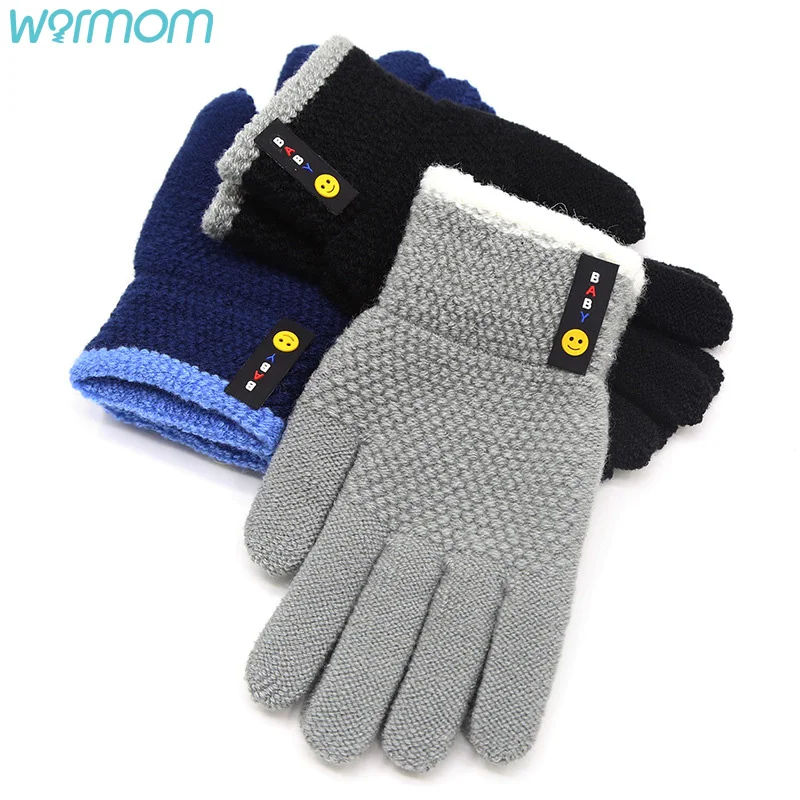 Warmom-guantes gruesos de punto para ni&ntilde;os, manoplas el&aacute;sticas c&aacute;lidas de invierno, accesorios para ni&ntilde;os de 5 a 11 a&ntilde;os, nueva moda-0