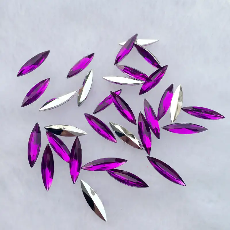 Purple 4*15 мм AB Красочные конский глаз с конической основой акрил горный хрусталь отделка камни и кристаллы украшения Аксессуары 150 шт-HE89 - Цвет: Purple