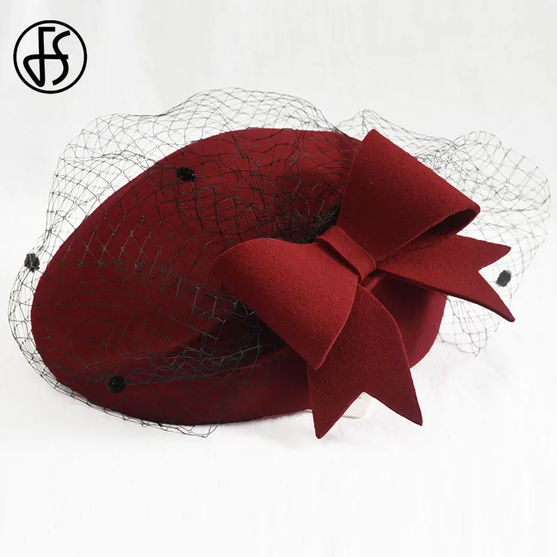 Женская фетровая шляпка Таблетка FS для церкви и торжественных случаев черная на