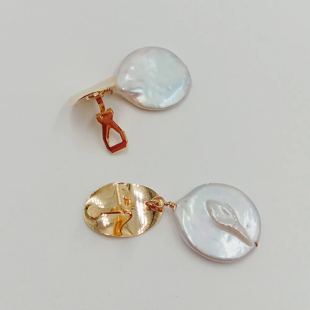 Серьги-Клипсы из натурального жемчуга 19-22 мм 100% натуральный пресноводный жемчуг |