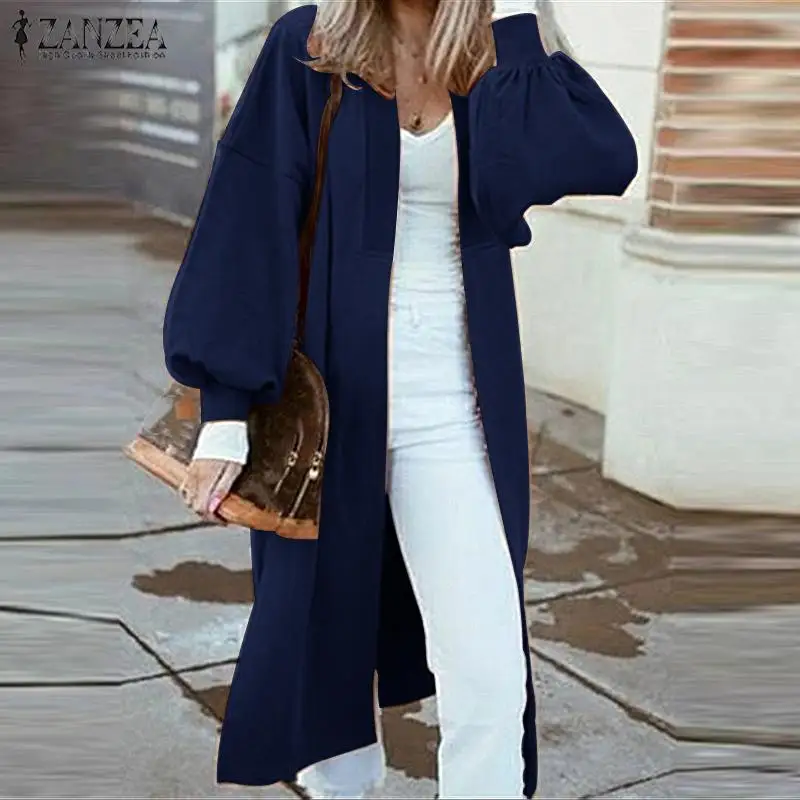 ZANZEA женские пальто куртки повседневные с рукавом фонариком Chaqueta свободные