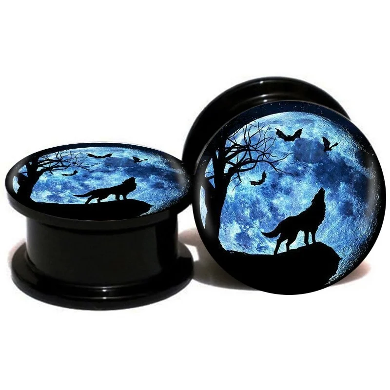 2pcs/lot Acrylic Wolf Ear Gauge Plug And Tunnel 6mm-25mm Ear Stretcher Expander Screw Fit Plug Piercing