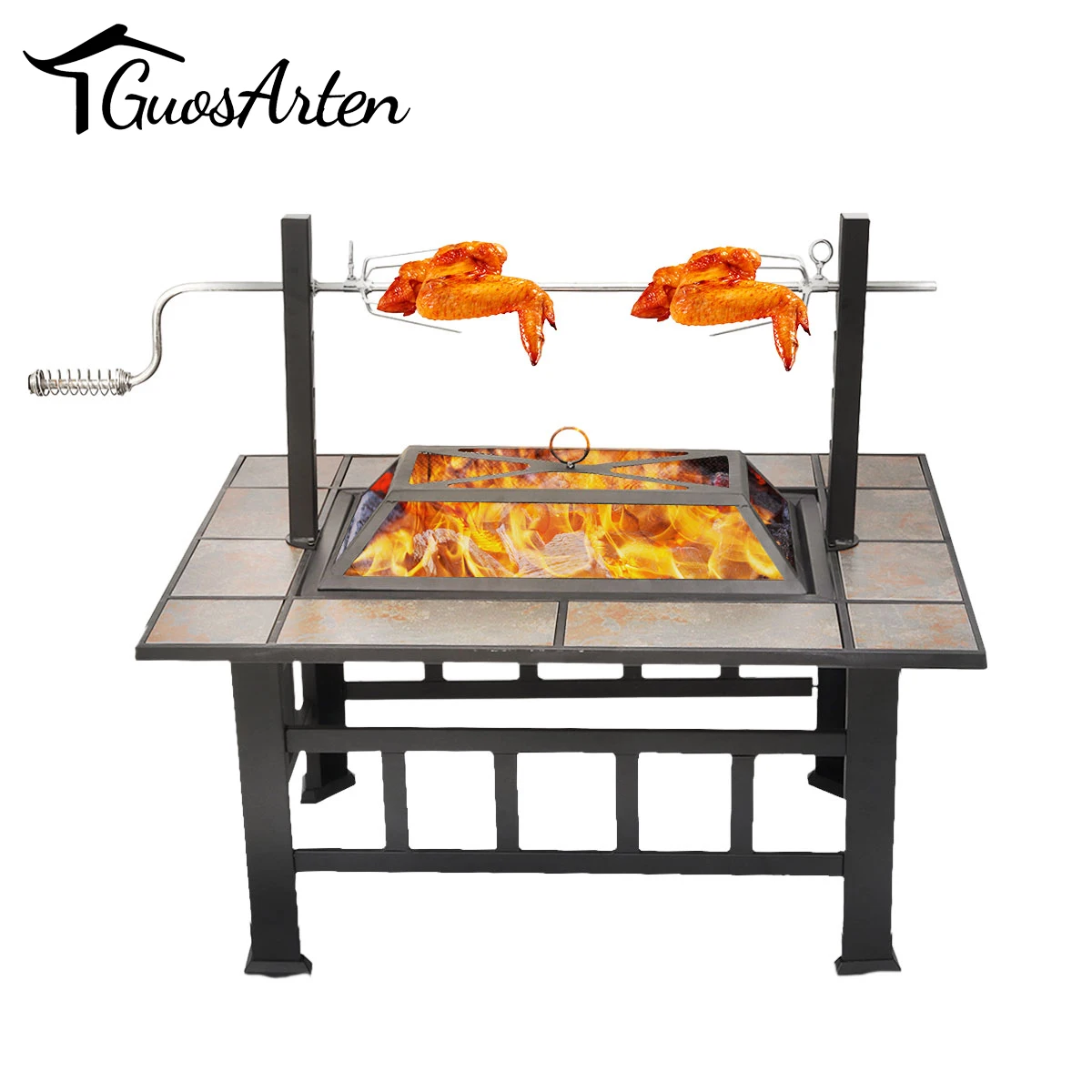 

American Style Multifunctional Outdoor Barbecue Table Iron Grill Table Courtyard Villa Fire Pit Backyard BBQ Brazier