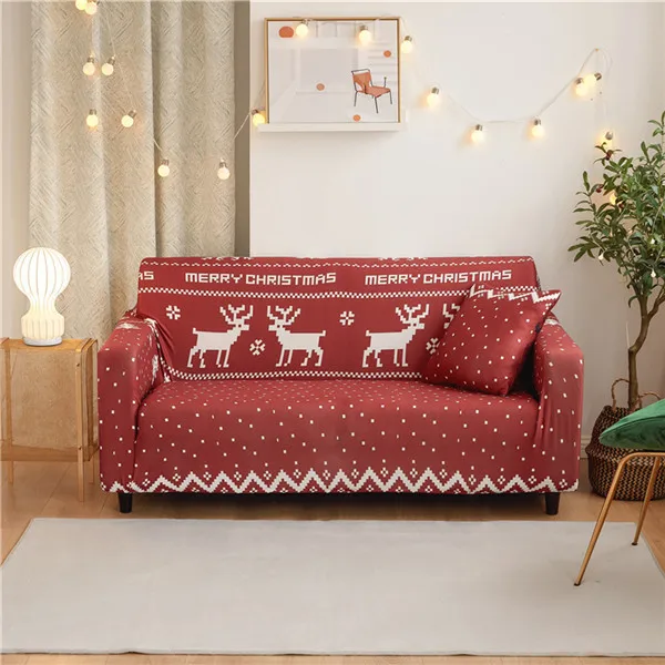 Color 2 Christmas Style Couch Cover Cotton Elastic Sofa Cover for Living Room Slipcovers Sofa Towel Single/Two/Three/Four-seater - Цвет: Color 2