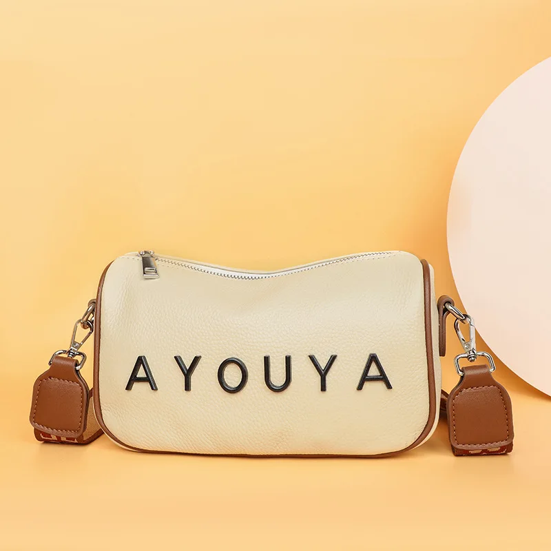 

Модные трендовые роскошные дизайнерские сумки для женщин из натуральной кожи, повседневные винтажные сумки через плечо с надписью, белая с...