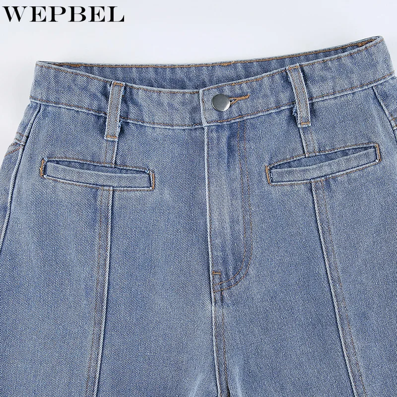 

WEPBEL Women Sexy Skinny Denim Pants Ladies Mid Waist Star Patchwork Jeans Female Slim Fit Denim Flare Trousers