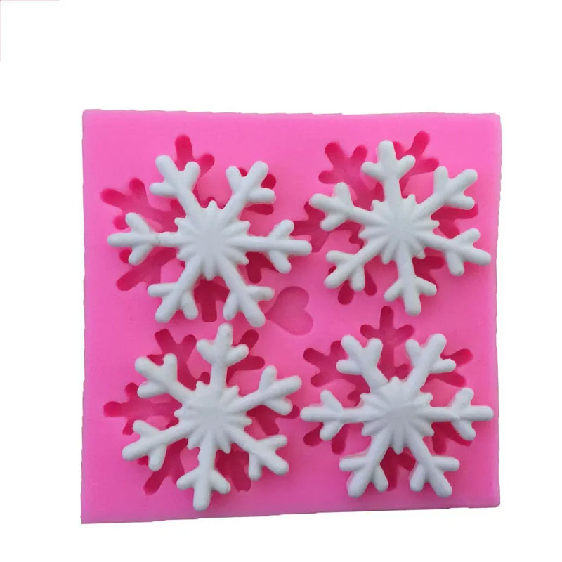 DIY Рождественское украшение для торта помадка силиконовая форма 4 полости