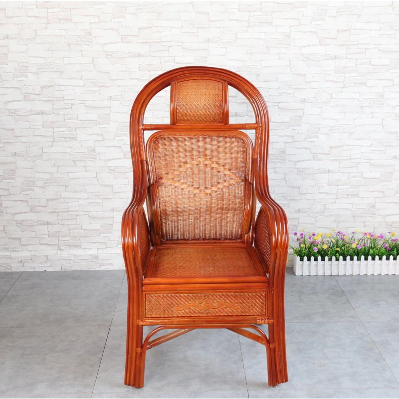 Real rattan chair back single bamboo woven home elderly leisure office modern simple |