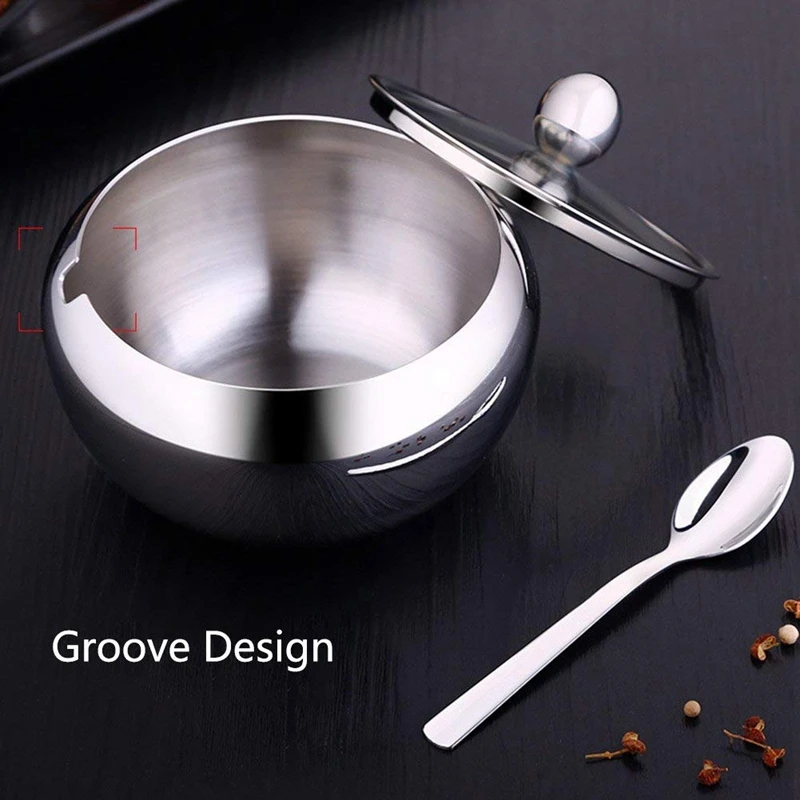 Сахарница из нержавеющей стали с прозрачной стеклянной крышкой-для лучшего