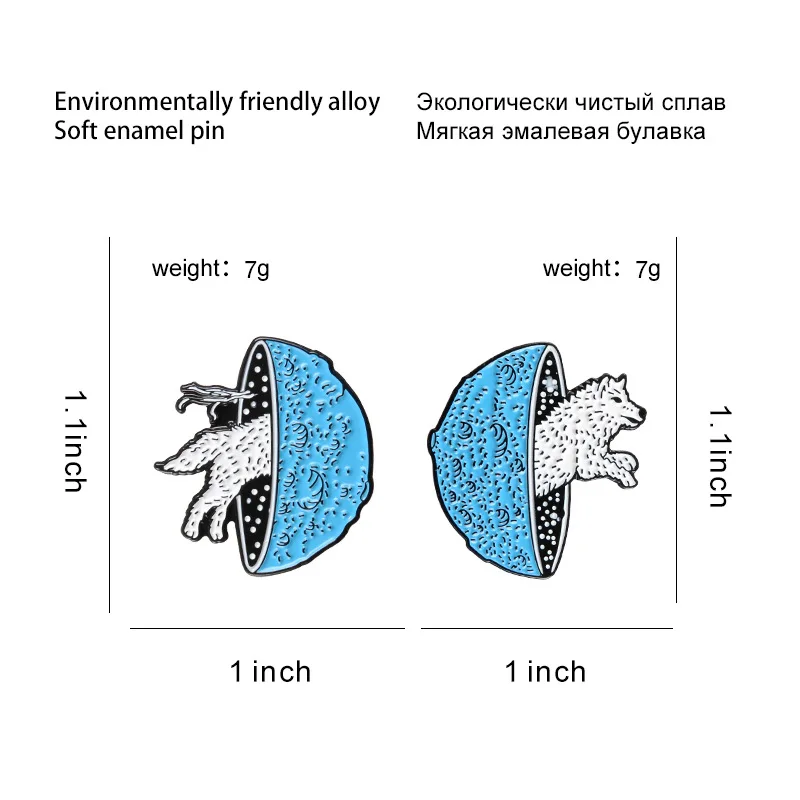 Новинка сине-белая симпатичная брошь значок с волком в виде гриба модная