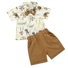 Летняя одежда для мальчиков футболка с короткими рукавами и бабочкой для маленьких мальчиков с рисунком животных Короткие штаны Рождественская пляжная одежда