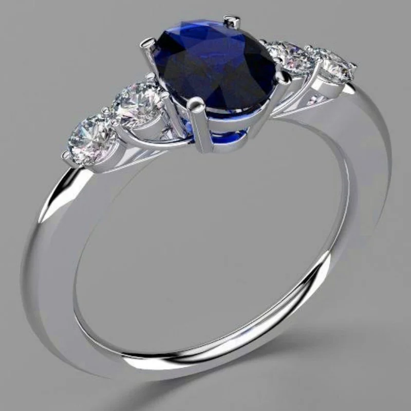 

Fashion Romantic 925 Standard Sterling Silver Sapphire Creative Female Ring Wedding Wedding Princess Love Ring Size 6-11