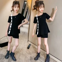 summer girls clothes sets fashion short sleeves t shirts shorts 2pcs suit children clothing for girls 4 6 8 9 10 12 13 years