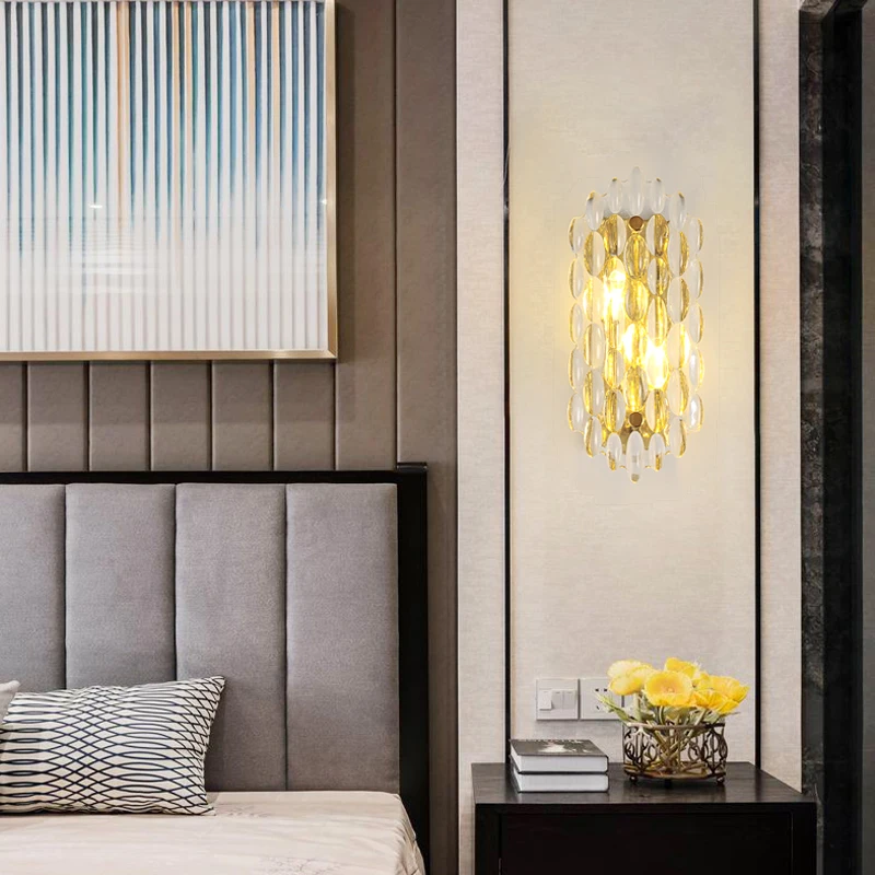 Современная хрустальная настенная лампа FKL прикроватная для спальни коридора