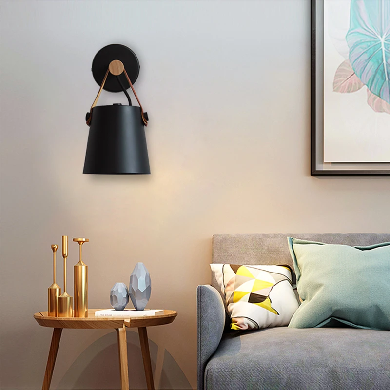 Деревянный простой креативный настенный светильник скандинавский светодиодный