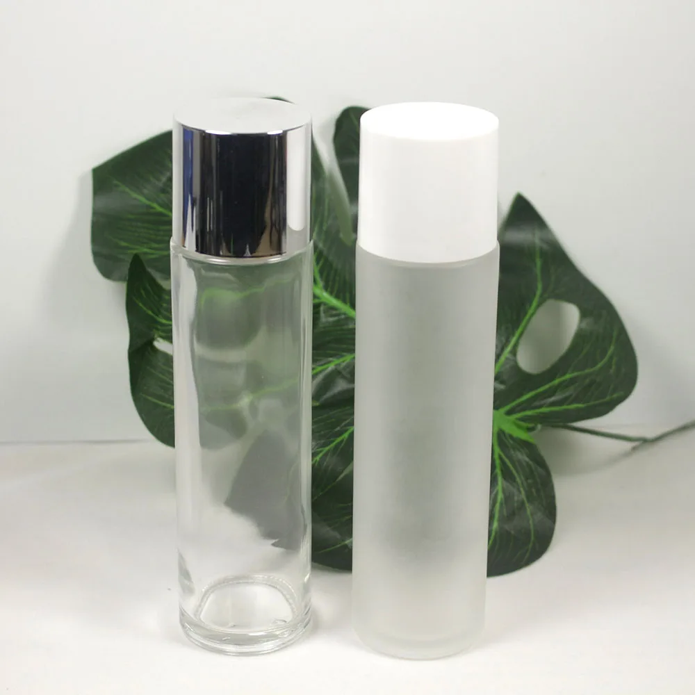 150ml clear and frosted glass Toner bottle large capacity with white,black,silver lid