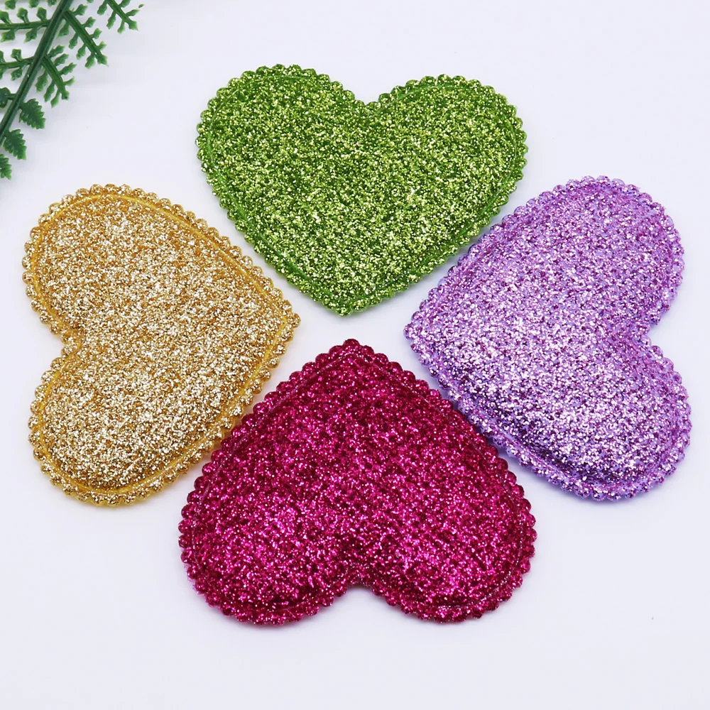 20/30pcs Glitter Padded Sequin cloth Pretty Love peach Appliques Wedding Patches DIY Hair Clip Accessories Craft Supplies TP-055 - Цвет: Mixed batch