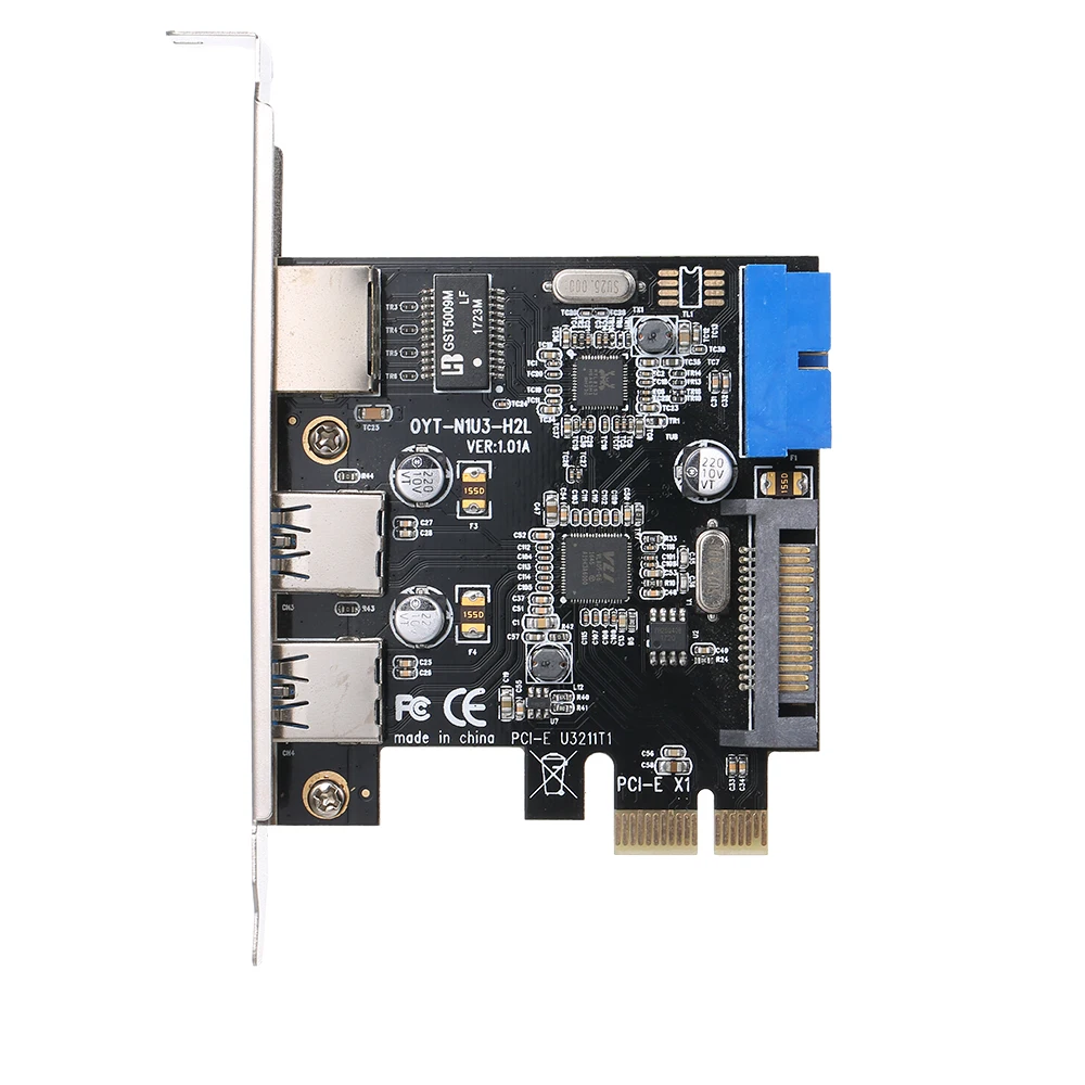 Плата расширения PCI-E к USB 3,0, 2 порта USB 3,0, 4-контактный источник питания и гигабитная высокоскоростная сетевая поддержка для PCI-E 1x / PCI-E 4x