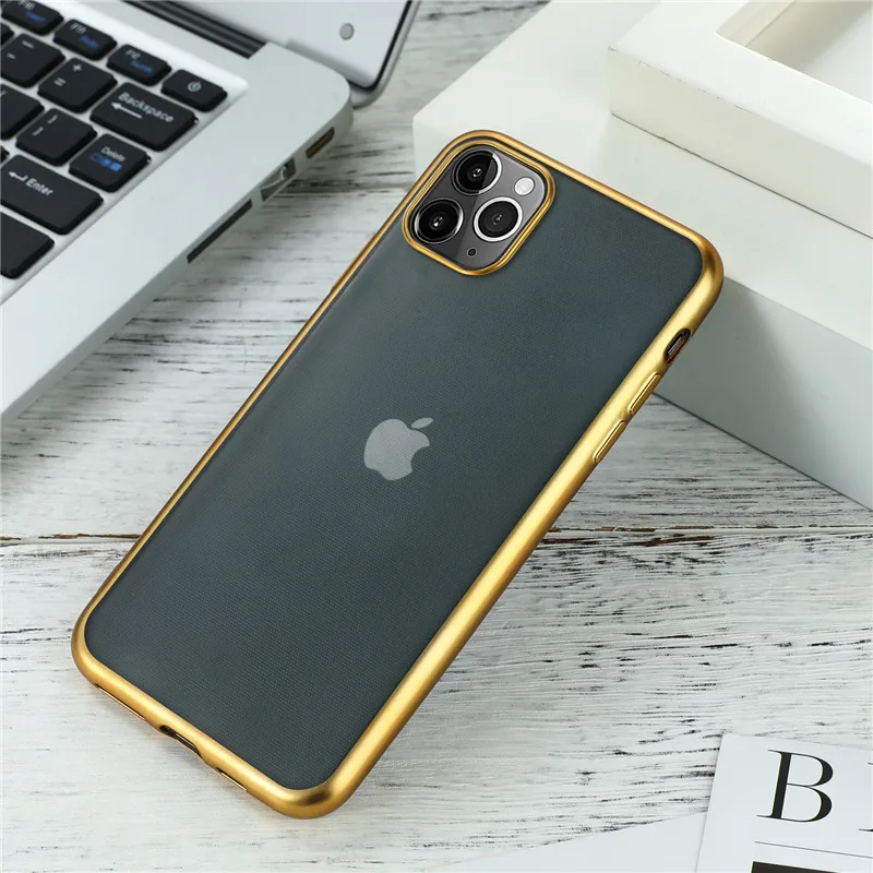 Золотой TPU Matte Case for iPhone 11 Pro Max Case Set Transparent Silicone Case Shockproof Case for iPhone X XR XS Max 8 7 6 6S Plus - Цвет: Золотой