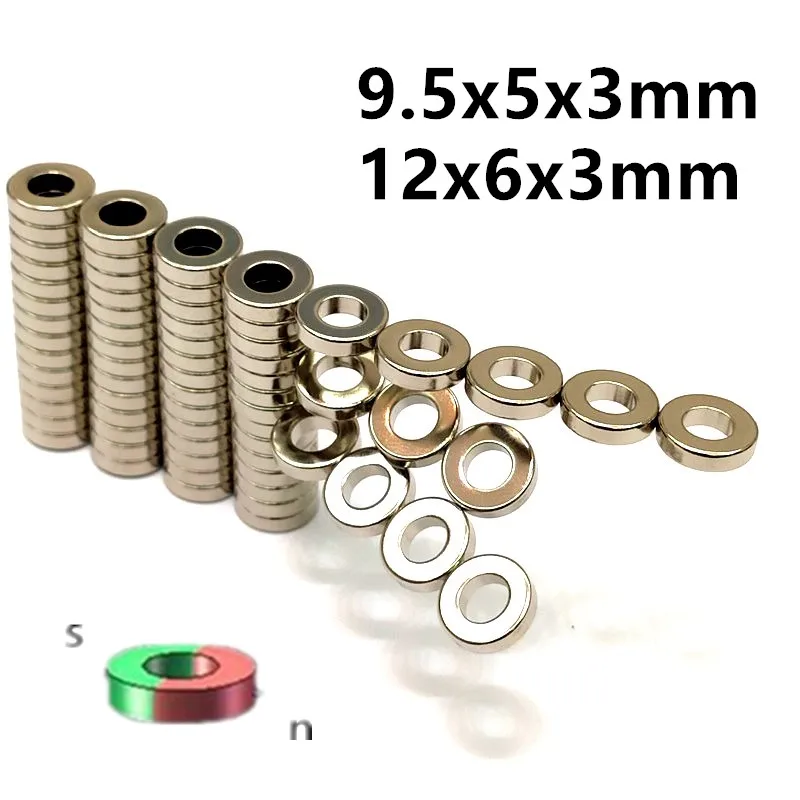 Diametrically Ring Magnet Dia. 9.5x5x3 mm 12x6x3 mm NdFeB Powerful Ring Magnets Corrosion Resistance  Brushless PTZ/Pan Tilt