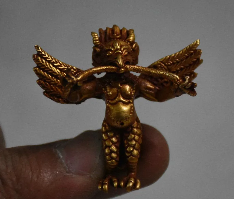 Тибетская Тантра бронзовая позолоченная Золотая подвеска с крылатыми крыльями