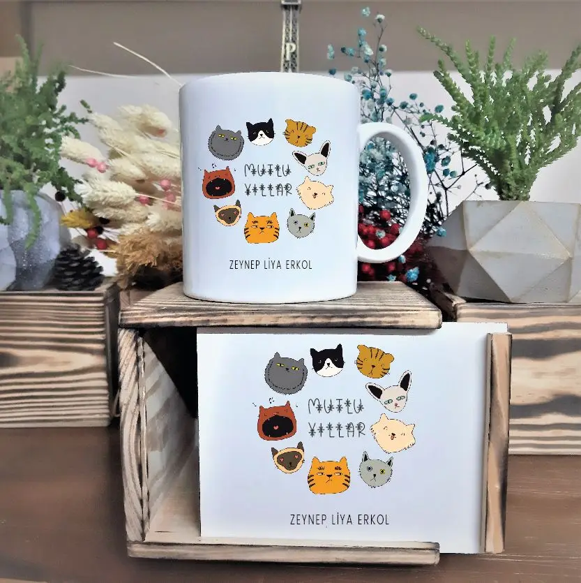 

Personalized Cute Cats Wooden Boxed Mug