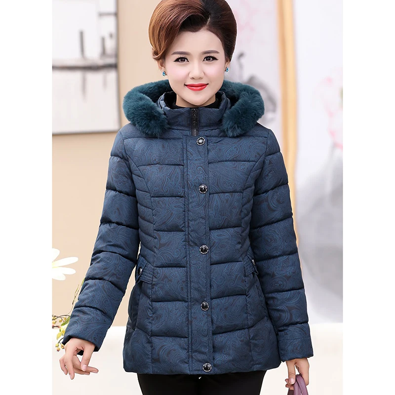 Middle-aged and Elderly Women's Jackets Cotton Coat 2020 Winter Jacket Coats Printed Parkas Grandma Outfit 4XL | Женская одежда